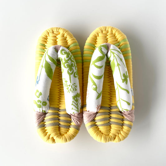 Nuno Zori, Hand-crafted Japanese-style house slippers,Vintage Japan Sandal, yellow, 005
