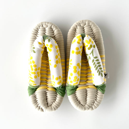 Nuno Zori, Hand-crafted Japanese-style house slippers,Vintage Japan Sandal, yellow, 004